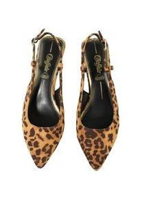 High-Heel-Pumps Buffalo "Buffalo Sling Back- Vegan Suede", Damen, Gr. 39, braun leo, schwarz, Kunstfaser, unifarben, Schuhe