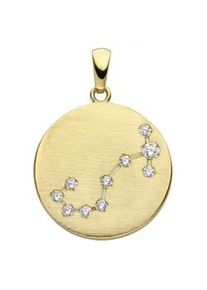 Sternzeichenanh&auml;nger Jobo "Anh&auml;nger Sternzeichen rund", gelbgold 333, wei&szlig;, Schmuckanh&auml;nger, Damen, Skorpion, Gelbgold 333, 333 Gold rund matt mit Zirkonia