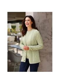 Strickjacke Inspirationen, Damen, Gr. 50, gr&uuml;n (schilf, meliert), 50% Baumwolle, 50% Polyacryl, gemustert, mehrfarbig, meliert, Strickjacken Strickjacke