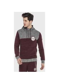 Cipo & Baxx Kapuzensweatshirt CIPO & BAXX "Sweatshirts", Herren, Gr. M, burgundy, grau, 95% Polyester, 5% Elasthan, regular fit normal, Raglan&auml;rmel, Sweatshirts, mit Zipper und Konstrast-Look