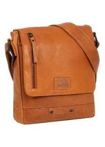 Schultertasche Mustang "San Marino", Herren, Gr. B/H/T: 21cm x 7cm x 27cm, cognac, Leder, Taschen Schultertasche, Herren Umh&auml;ngetasche, Businessbag mit Nieten und Logo