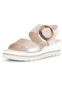 Keilsandalette Gabor "Gabor Sandalen Veloursleder", Damen, Gr. 38,5, rosa (gold, rosa), Veloursleder, Schuhe