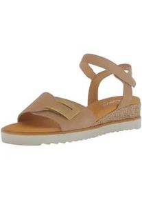 Keilsandalette Gabor COMFORT "Gabor Comfort Sandalen Veloursleder", Damen, Gr. 39, beige (sand), Veloursleder, Schuhe