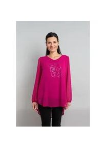 Langarmbluse Seidel Moden, Damen, Gr. 36, magenta, Chiffon, Obermaterial: 100% Polyester. Obermaterial 2: 95% Viskose, 5% Elasthan, bedruckt, unifarben, l&auml;ssig geschnitten Po-bedeckend, Rundhals, elastischer Bund, Blusen, in eleganter 2 in 1 Optik - MADE IN GERMANY