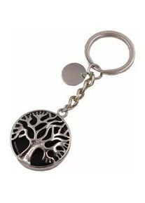Schl&uuml;sselanh&auml;nger Firetti "Schmuck Geschenk Lebensbaum", Damen, schwarz (edelstahlfarben, schwarz), Edelstahl, Basic, Schl&uuml;sselanh&auml;nger Schl&uuml;sselanh&auml;nger, mit Rosenquarz, T&uuml;rkis, Aventurin, Howlith oder Onyx