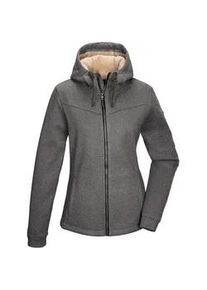 Fleecejacke "GW 38 WMN KNTFLC JCKT", Damen, Gr. 46, grau (anthrazit), Oberseite: 100% Polyester;R&uuml;ckseite: 100% Polyester, G.I.G.A. DX BY KILLTEC, Jacken Fleecejacke, Strickfleecejacke mit Teddyfutter, verstellbarer Kapuze, Kinnschutz