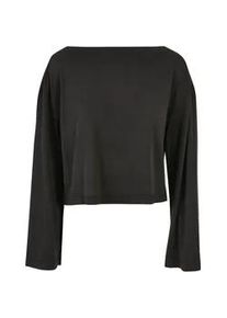 Langarmshirt Urban Classics "Urban Classics Damen", M&auml;dchen, Gr. S, schwarz, 77% Modal, 23% Polyester, unifarben, oversize, U-Boot-Ausschnitt, Shirts Langarmshirt