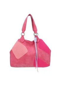 Henkeltasche Fritzi aus Preussen "Izzy Medium Limited Happy", Damen, Gr. B/H/T: 16cm x 34cm x 45cm, pink, Polyurethan (PU), bestickt, Taschen, mit moderner und weicher Flockung