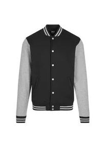 Outdoorjacke Urban Classics "Urban Classics Herren 2-tone College Sweatjacket", Herren, Gr. L, schwarz, grau, 65% Baumwolle, 35% Polyester, unifarben, normal, amerikanischer Ausschnitt, Jacken Outdoorjacke