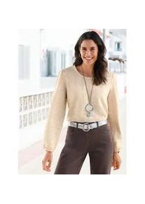 Langarmshirt Inspirationen "Langarm-Shirt", Damen, Gr. 36, beige (sand), 97% Polyester, 3% Elasthan, unifarben, Rundhals, Shirts Langarmshirt