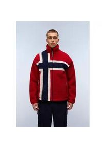 Fleecepullover Napapijri "T-FIEMME", Herren, Gr. XL, rot flagge, Obermaterial: 100% Polyester, normal, Rundhals, B&uuml;ndchen, Sweatshirts Fleecepullover