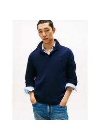 Troyer Tommy Hilfiger "PIMA CASH STRUCTURE MOCK", Herren, Gr. XXL, blau (desert sky), Strick, Obermaterial: 95% Baumwolle, 5% Kaschmir, normal, Rippb&uuml;ndchen, Pullover Troyer, Rippb&uuml;ndchen am Kragen, &Auml;rmel und Saum
