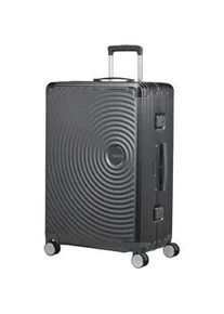 Hartschalen-Trolley American Tourister "SOUNDBOX ALU, verschiedene Gr&ouml;&szlig;en und Farben", Gr. B/H/T: 52cm x 77cm x 30cm 100 l, brushed anthrazit, Aluminium, Koffer, Hartschalen-Koffer zwei TSA-Schl&ouml;sser Aluminium-Koffer