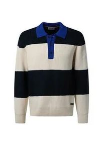 Strickpullover Pierre Cardin, Herren, Gr. 3XL, blau (salute), Strick, Obermaterial: 75% Baumwolle, 25% Polyamid, colorblocking, normal normal, ohne Ausschnitt, B&uuml;ndchen, Pullover Strickpullover, mit Polokragen