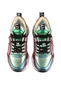Trainingsschuh Buffalo "Buffalo BINARY GLAM", Damen, Gr. 38, mint, pink, gelb metallic, Polyurethan, Schuhe