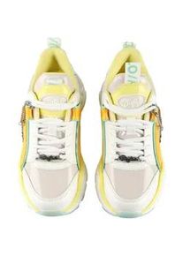 Trainingsschuh Buffalo "Buffalo BINARY GLAM", Damen, Gr. 38, wei&szlig;, gelb, mint, Polyurethan, Schuhe
