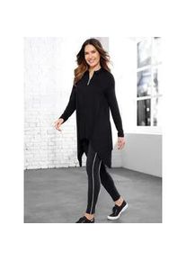 Langarmshirt "Longshirt", Damen, Gr. 46, schwarz, 95% Viskose, 5% Elasthan, unifarben, Shirts Langarmshirt