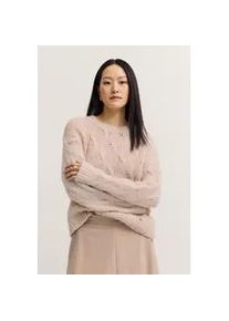 Rundhalspullover Bugatti "Grobstrick", Damen, Gr. M, 40, beige, 36% Polyacryl, 33% Alpaka, 18% Polyamid, 12% Wolle, 1% Elasthan, Zopfmuster, normal, Rundhals, Rippb&uuml;ndchen, Pullover Rundhalspullover, mit Zopfmuster