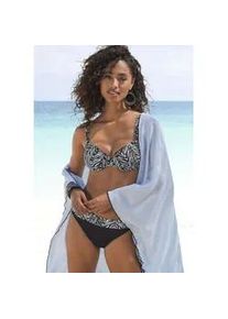B&uuml;gel-Bikini-Top s.Oliver "Kanto", Damen, Gr. 44, Cup F, schwarz, wei&szlig;, Microfaser, Recycling-Polyamid, bedruckt, Bikini-Oberteile, im Animal-Design