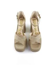 High-Heel-Pumps Buffalo "Buffalo Cross -Vegan Glitter", Damen, Gr. 38, gold, Kunstfaser, unifarben, Schuhe