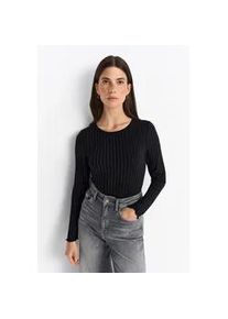 Longsleeve RICHROYAL, Damen, Gr. XS, schwarz, Single Jersey, Obermaterial: 70% Viskose, 27% Polyester, 3% Elasthan, slim fit normal, Rundhals, Shirts, perfekt zum drunterziehen, mit Rollkante am Ausschnitt