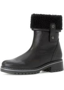 Winterboots Gabor "GENUA", Damen, Gr. 39, schwarz, Glattleder, Textil, Schuhe Winterboots, Blockabsatz, Winterstiefelette, mit Rei&szlig;verschluss, G-Weite