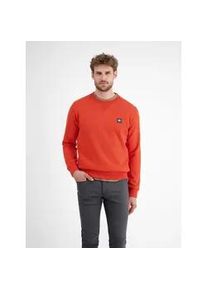 Sweater Lerros, Herren, Gr. M, scandinavian rot, Sweatware, Obermaterial: 50% Baumwolle, 50% Polyester, unifarben, normal h&uuml;ftbedeckend, Rundhals, B&uuml;ndchen, Sweatshirts Sweater, mit Logo-Badge
