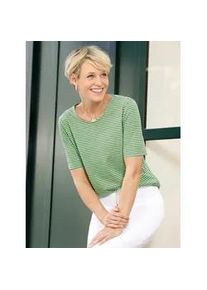 Print-Shirt Classic Basics "Ringelshirt", Damen, Gr. 38, eucalyptus, ecru, geringelt, 100% Baumwolle, gemustert, gestreift, mehrfarbig, Rundhals, Shirts