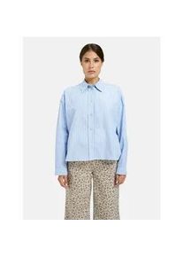 Langarmbluse Milano Italy, Damen, Gr. 42, light blau print, Web, Material: 100% Baumwolle, gestreift, oversize normal, hoch geschlossener Ausschnitt, &Auml;rmel mit &Auml;rmelschlitz 1-Knopf-Manschette, Blusen, aus Baumwolle