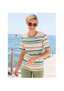Kurzarmshirt Casual Looks "Ringelshirt", Damen, Gr. 40, eucalyptus, hellros&eacute;, geringelt, 50% Baumwolle, 50% Modal, gemustert, gestreift, Rundhals, Shirts