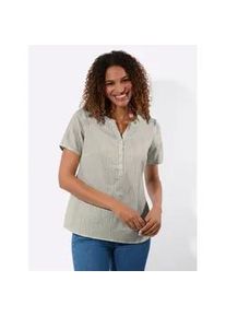 Schlupfbluse Casual Looks, Damen, Gr. 46, schlamm, gestreift, 100% Baumwolle, gemustert, gestreift, mehrfarbig, V-Ausschnitt, Blusen Schlupfbluse