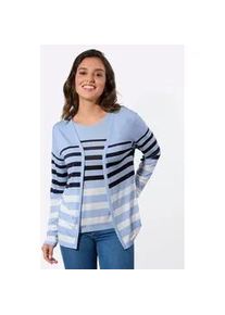 T-Shirt Casual Looks "Shirt-Twinset", Damen, Gr. 36, eisblau, marine, geringelt, 95% Viskose, 5% Elasthan, gemustert, gestreift, mehrfarbig, Rundhals, Shirts T-Shirt