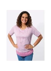 2-in-1-Shirt Casual Looks "Ringelshirt", Damen, Gr. 40, orchidee, ecru, geringelt, 100% Baumwolle, gemustert, gestreift, Rundhals, Shirts 2-in-1 Shirt