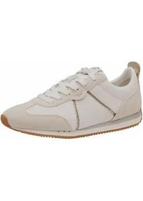 Sneaker Tamaris "Tamaris Sneaker Leder/Synthetik", Damen, Gr. 41, wei&szlig; (wei&szlig;, gold), Leder, Synthetik, Schuhe Sneaker