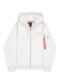 Hoodie Alpha Industries "Backprint Zip Hoodie", Herren, Gr. XXL, grau (pastel grau melange), Obermaterial: 80% Baumwolle, 20% Polyester, regular fit, Sweatshirts Hoodie