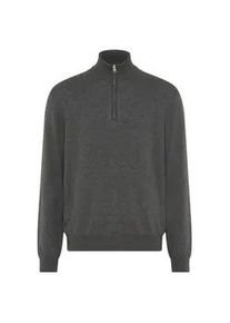 Stehkragenpullover Gant "COTTON/WOLL HALF ZIP", Herren, Gr. L, grau (dunkelgrau melange), Strick, Obermaterial: 70% Baumwolle, 30% Wolle, normal, Rippb&uuml;ndchen, Pullover Stehkragenpullover, mit Rippstrick-Details, normale Passform