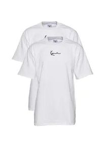 T-Shirt Karl Kani "Karl Kani Herren Small Signature 2-Pack Essential Tee", Damen, Gr. S, wei&szlig;, 100% Baumwolle, bedruckt, oversize, Rundhals, Shirts T-Shirt