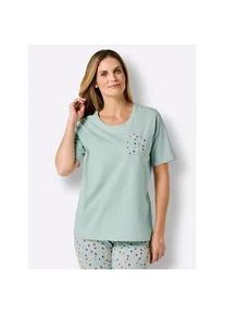 w&auml;schepur Kurzarmshirt W&Auml;SCHEPUR "Schlafanzug-Shirt", Damen, Gr. 36/38, gr&uuml;n (kalkmint), 100% Baumwolle, gemustert, gepunktet, Shirts
