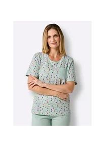 w&auml;schepur Kurzarmshirt W&Auml;SCHEPUR "Schlafanzug-Shirt", Damen, Gr. 36/38, gr&uuml;n (kalkmint, bedruckt), 100% Baumwolle, gemustert, gepunktet, Shirts