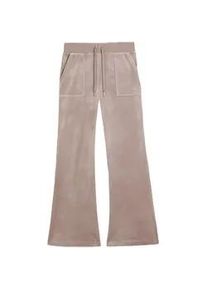 Sweathose Juicy Couture "LAYLA LOW RISE POCKETED FLARE PANT. Damen", Damen, Gr. M, EURO-Gr&ouml;&szlig;en, fungi, Samt, 95% Polyester, 5% Elasthan, slim fit, Hosen Sweathose, Trainingshose Damen, Sweathose, Velour, Jogginghose mit Glitzer, Sale