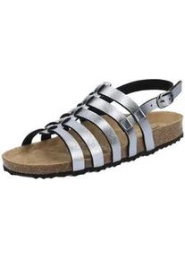 Schaftsandalette Geox "Geox Sandalen Lederimitat", Damen, Gr. 39, grau (metallic anthrazit), Lederimitat, Schuhe