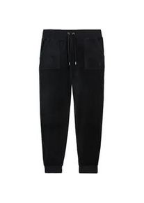 Sweathose Juicy Couture "WILLOW VELOUR CUFFED JOGGER WITH JC EMBROIDERY Damen", Damen, Gr. S, EURO-Gr&ouml;&szlig;en, schwarz, Samt, 95% Polyester, 5% Elasthan, Hosen Sweathose, Trainingshose Damen, Sweathose, Velour, Jogginghose mit Glitzer, Sale