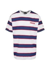 T-Shirt STARTER Black Label "Starter Black Label Herren Starter Logo Striped Tee", Damen, Gr. XS, wei&szlig;, blau, 100% Baumwolle, gestreift, normal, ohne Ausschnitt, Shirts T-Shirt