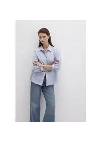 Langarmbluse Mavi "LONG SLEEVE SHIRT", Damen, Gr. XS, blau (lurex chambrey blau), 98% Baumwolle, 1% Polyamid, 1% Metallic-Faser, gestreift, loose fit lang, eng 1-Knopf-Manschette, Blusen, Bluse Langarm