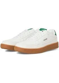 Jack & Jones Sneaker JACK & JONES "JFWBOUNCE", Herren, Gr. 43, wei&szlig;, gr&uuml;n, Lederimitat, Textil, kontrastfarbene Details, Schuhe Sneaker, Schn&uuml;rschuh, Halbschuh, Freizeitsneaker mit weichem Schaftrand