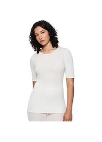 T-Shirt Triumph "Beauty Layers SSL Top Wool", Damen, Gr. L, wei&szlig; (ecru wei&szlig;), Single Jersey, Obermaterial: 100% Wolle, h&uuml;ftlang, Rundhals, Shirts T-Shirt, weiche Wolle, Rundhalsausschnitt, w&auml;rmend