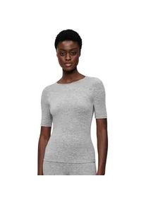 T-Shirt Triumph "Beauty Layers SSL Top Wool", Damen, Gr. L, grau (medium grau melange), Single Jersey, Obermaterial: 100% Wolle, h&uuml;ftlang, Rundhals, Shirts T-Shirt, weiche Wolle, Rundhalsausschnitt, w&auml;rmend
