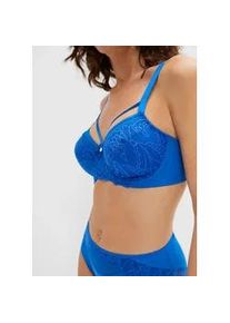 Minimizer-BH bonprix "Minimizer-BH mit zarter Spitze", Damen, Gr. 90, Cup C, blau (azurblau), Obermaterial: 80% Polyamid, 20% Elasthan. Futter: 90% Polyamid, 10% Elasthan. Spitze: 90% Polyamid, 10% Elasthan, BHs Minimizer-BH, mit Spitze und raffinierten Details