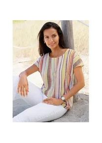 Schlupfbluse Casual Looks, Damen, Gr. 40, pistazie, ecru, gestreift, 100% Baumwolle, gemustert, gestreift, mehrfarbig, Rundhals, Blusen Schlupfbluse