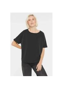 Rundhalsshirt SENSES.THE LABEL, Damen, Gr. S, schwarz, Single Jersey, Material: 50% Polyester, 44% Modal, 6% Elasthan, unifarben, regular fit normal, Rundhals, Fledermaus&auml;rmel, Shirts Rundhalsshirt, mit Fledermaus&auml;rmel